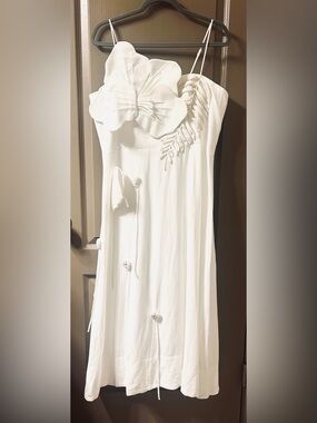 FARM Rio NWT XL Garden Floral Appliqué Off White Midi Dress MSRP $360